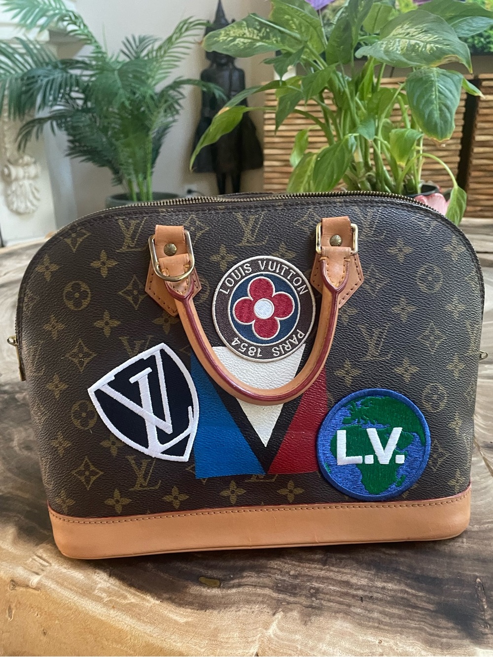 Louis Vuitton Alma PM custom patch repair paint